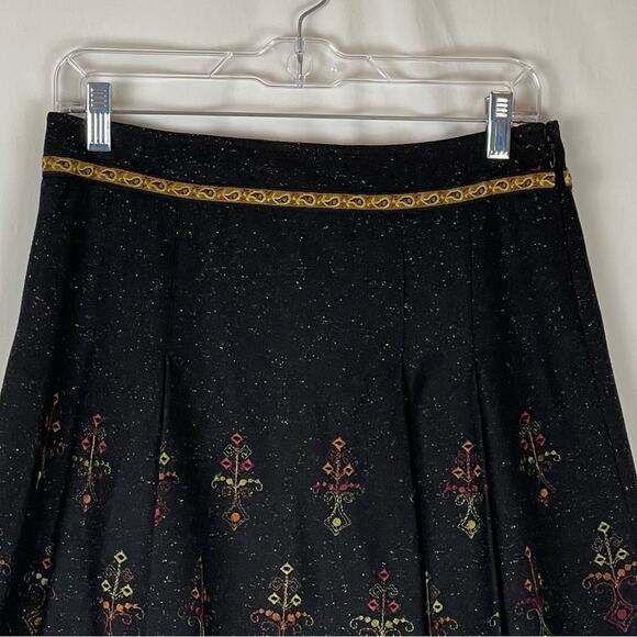 Cynthia Steffe Black Embroidered Wool Silk Blend Lace Pleated Skirt NWOT Size M - Picture 6 of 12